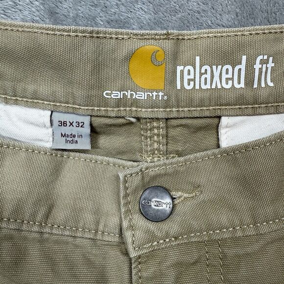 Carhartt Men's Work Pant 36x32 Khaki Relaxed Fit Rugged Cargo Canvas Carpenter - Picture 5 of 10